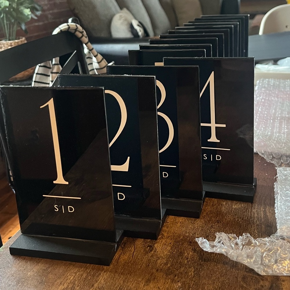 Set of Black Acrylic Signs 4x6 (Table 1-15)
